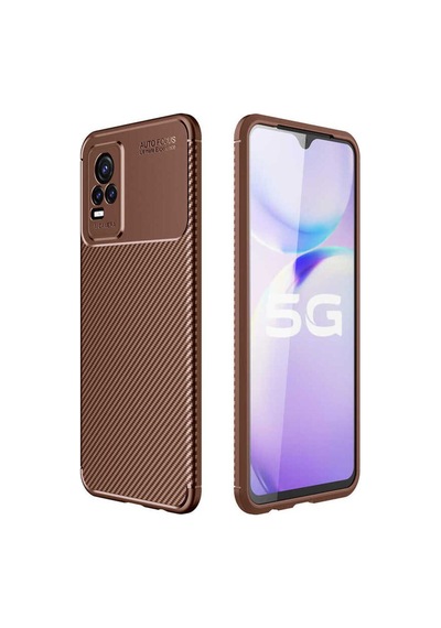 Vivo V21e Kılıf Zore Negro Silikon Kapak Kahverengi