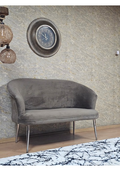Zafir İkili Teddy Krom Kaplama Sivriltme Ayak Çay Seti Koltuk İkili Berjer , Balkon, Salon, Ofis Kahverengi