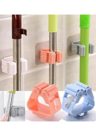Mop Banyo Askısı Çok Amaçlı Yapışkanlı Askı 4 Adet Fırça Süpürge Papas Düzenleyici Mutfak Çok Renkli