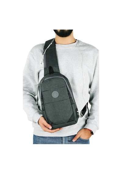 Strong Kulaklık Çıkışlı Tek Kol Göğüs Ve Sırt Çantası ,çapraz Çanta Body Bag Tk02 Füme