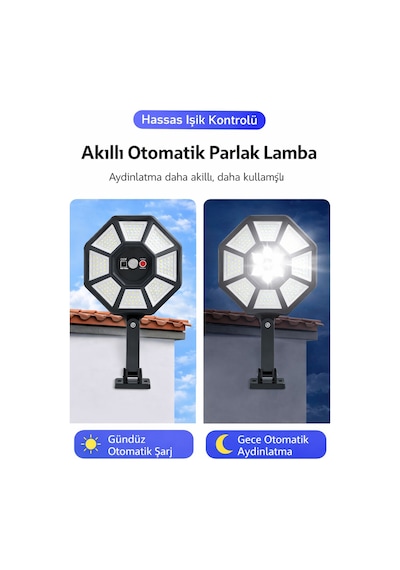 168 Smd Led Solar Lamba Kumandalı Hareket Sensörlü 3 Modlu Bahçe Duvar Aydınlatma Beyaz Işık