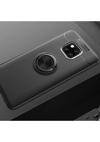 Huawei Mate 20 Pro Kılıf Yüzüklü Sağlam Esnek Ringo Silikon Kapak Siyah