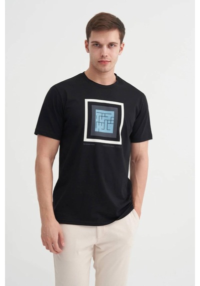 Cazador 4117 Bisiklet Yaka T-shirt Siyah
