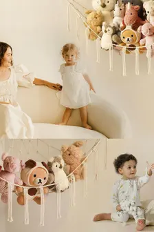 Makrome Oyuncak Düzenleyici Hamak Açık Bej