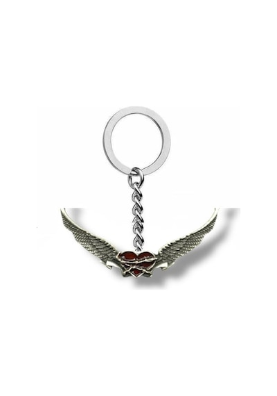 Angel Wings Kırmızı Kalp Figürlü Unisex Anahtarlık Tutku Ve Korumanın Günlük Sembolü