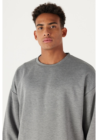 AC&Co / Altınyıldız Classics Erkek Grı Melanj Oversize Bol Kesim Bisiklet Yaka Düz Sweatshirt Gri Melanj AC&Co / Altınyıldız Classics Erkek Grı Melanj Oversize Bol Kesim Bisiklet Yaka Düz Sweatshirt Gri Melanj