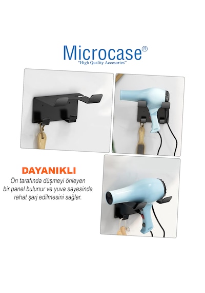 Saç Kurutma Fön Makinesi Tutucu Stand Banyo Organizeri Al4557 Siyah