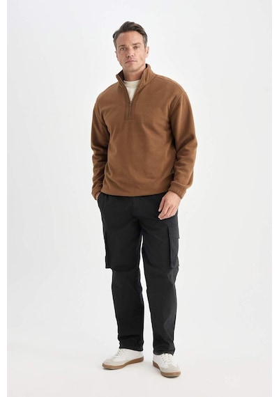 DeFacto Relax Fit Dik Yaka Fermuarlı Polar Sweatshirt D2688AX24AUBN164