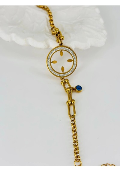 Mepa Gold Zirkon Taşlı Çelik Çelik Bileklikler 17 + 4 Cm - Kbl0361 Najmaddin Altın