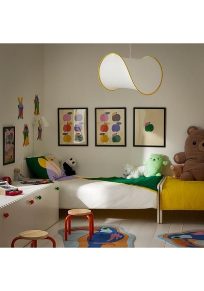 Ikea Grejsımojs Sarkıt Lamba Abajur Başlığı, Beyaz-sarı, 45 Cm