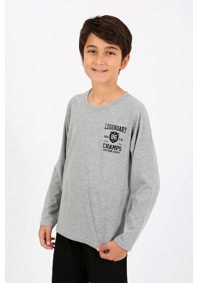 Akbeniz Erkek Çocuk Uzun Kol Penye Pijama Takım 20437 Gri