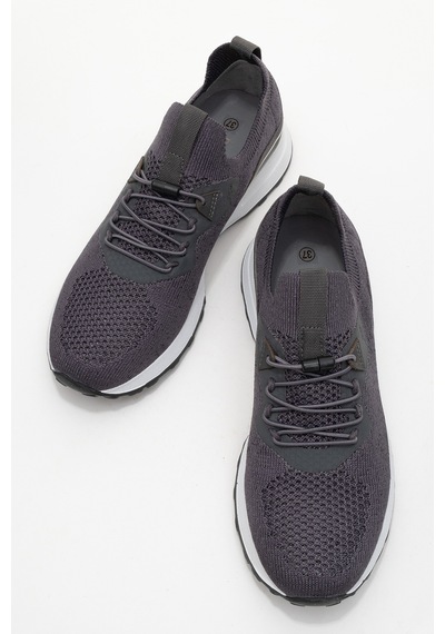 Dericlub Kadın Trikolu Aksesuar Bağcıklı Comfort Sneaker Cr 2486 Füme