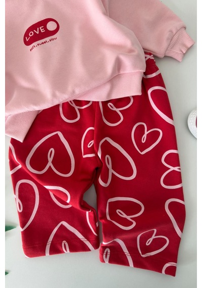 Minigimin Cicileri Love Baskılı Kalp Desenli 2 Li Kız Bebek Takımı-pembe - Pembe Diğer