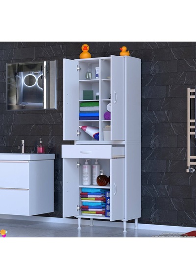 Eliusta Nexa Modüler Dolap 60 Cm Banyo/mutfak Dolabı Extra Kullanım Alanlı 60x173x32,5 Cm Beyaz Dolap Beyaz