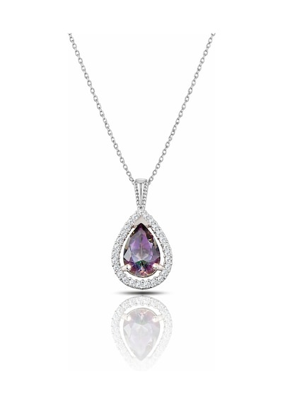 Çekirdekjewelry 925 Ayar Gümüş Damla Kesim Mistik Topaz Taşlı Kolye Rodyum Renk Işıltılı Gümüş