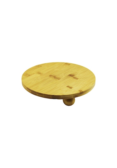 Lunaev Yuvarlak 24.5 Cm 3 Mini Top Ayaklı Ahşap Bambu Sunum Tepsisi - Mini Sofra Peynir Sunumu Açık Gri