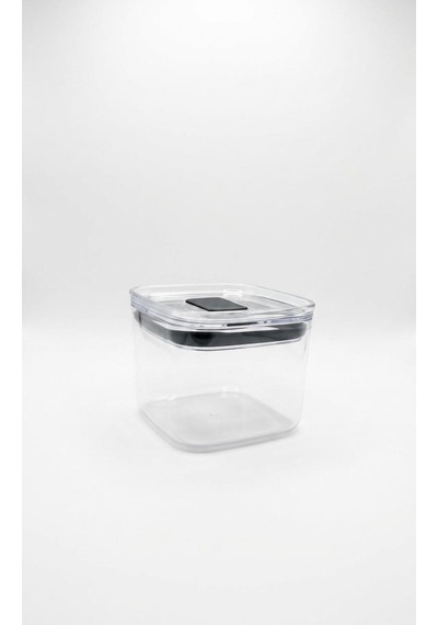 Fresh Hava Geçirmez Kare Plastik Erzak Kabı 700 Ml - Vakumlu Tek Tuş Kapaklı Şeffaf Plastik Bakliyat, Un Ve Şeker Saklama Kabı, Bpa İçermez 10,5x10,5x9cm