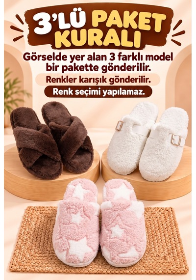 Stwenn 3 Lü Avantajlı Paket Kışlık Peluş Desenli Sessiz Ortopedik Taban Çeyiz Misafir Ev Terliği Set 3 Lü Çpz-yldz-snw Stwenn 3 Lü Avantajlı Paket Kışlık Peluş Desenli Sessiz Ortopedik Taban Çeyiz Misafir Ev Terliği Set 3 Lü Çpz-yldz-snw