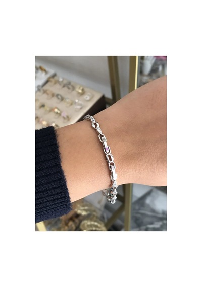 Taş Detaylı Silver Kalp Model Bileklik Kararmaz Gümüş