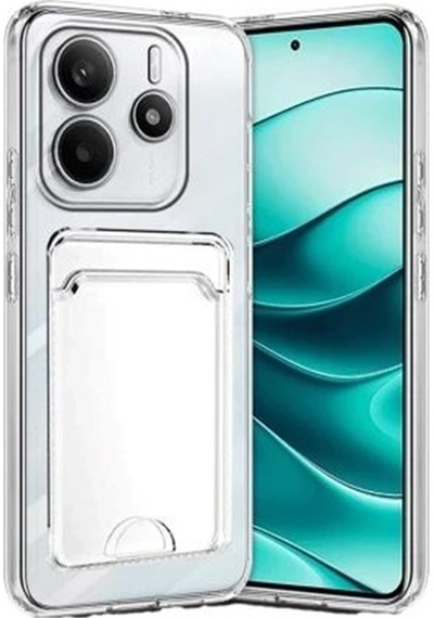 Apsuwa Xiaomi Redmi Note 14 Kılıf Kartlıklı Silikon Şeffaf