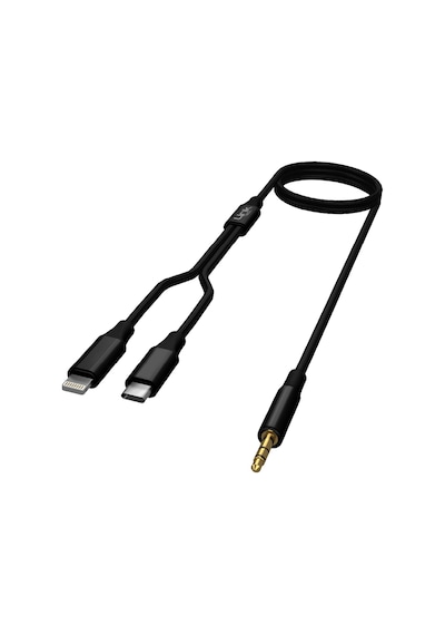 Linktech A204 Type-c + Lightning - 3.5mm Aux Kablo 1.20M Siyah