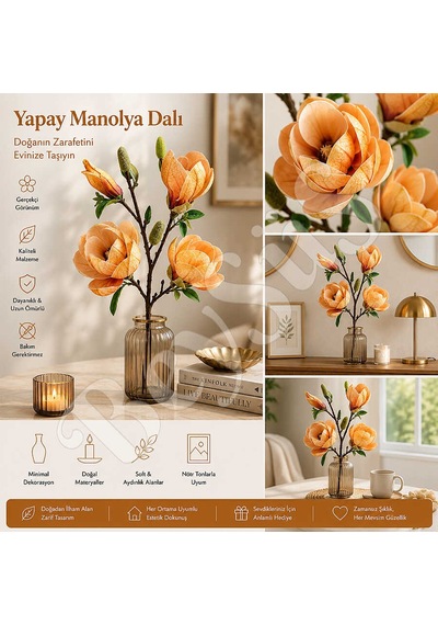 Yapay Manolya Buketi 90 Cm Turuncu
