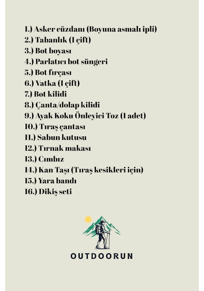 Outdoorun 32 Parça Asker Malzemesi Seti - Asker Cüzdanı Vatka Tabanlık - Bedelli Askerlik Malzemeleri Siyah