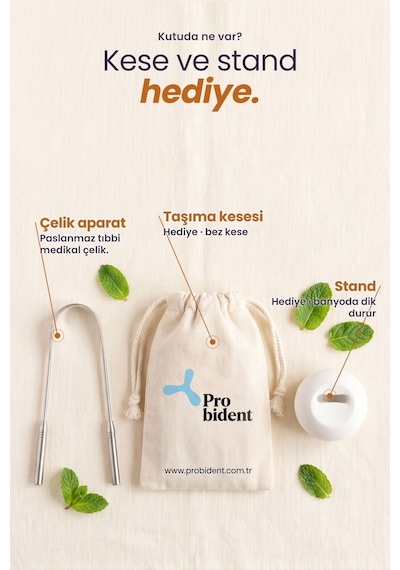 Probident Dil Temizleme Aparatı + Dil Sıyırıcı Kese