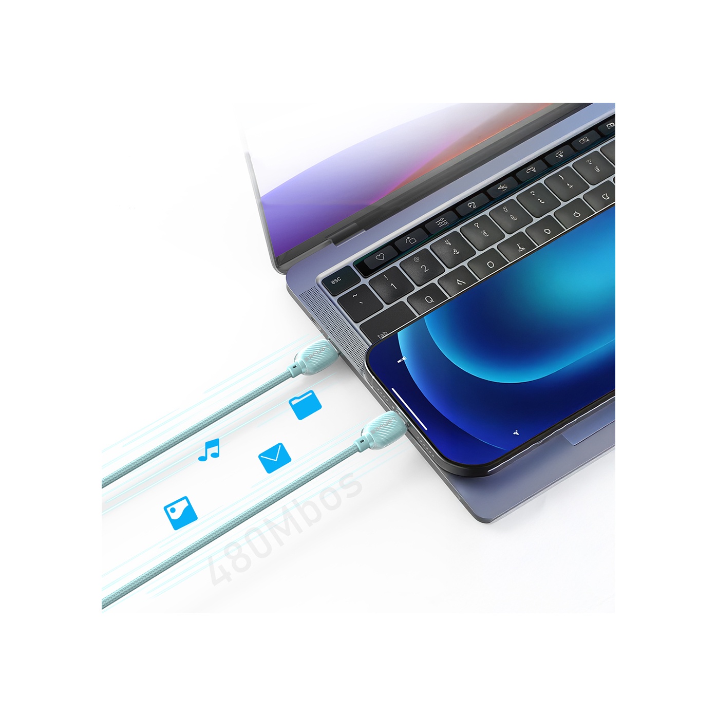 Lenyes Lc536 Type-c To Type-c Pd Örgü Tasarımlı Hızlı Şarj Özellikli Şarj Kablosu 60w 1m Yeşil Yeşil