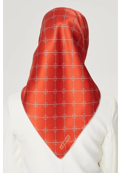 Armine İpek Eşarp Nostalji - 8555-18 Kiremit Twill Kiremit