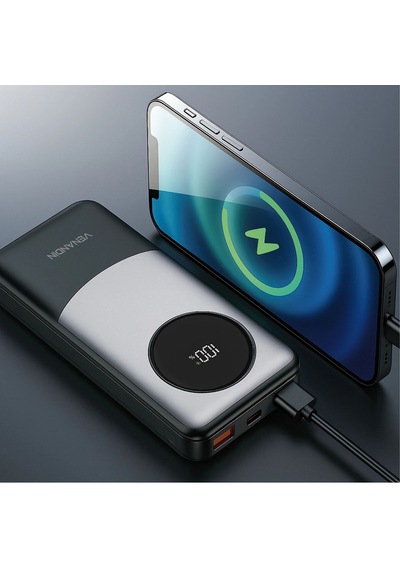10.000 Mah Powerbank 22.5w Hızlı Şarjlı Dijital Göstergeli Taşınabilir Şarj Cihazı-1712 Siyah