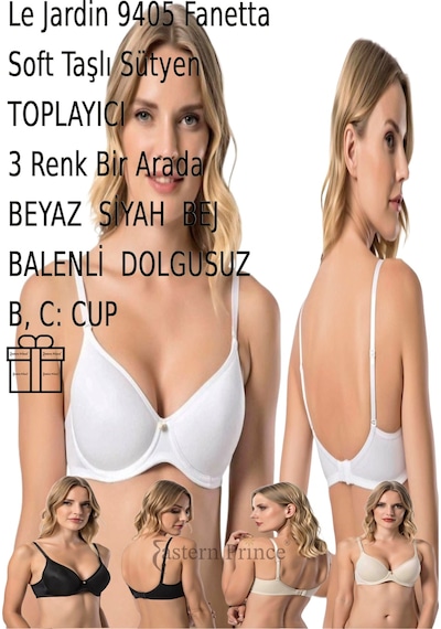 Le Jardin Sütyen Fanetta Soft Cup Taşlı Büyük Beden Dolgusuz Balenli Toplayıcı 9405 Beyazsiyahbej Le Jardin Sütyen Fanetta Soft Cup Taşlı Büyük Beden Dolgusuz Balenli Toplayıcı 9405 Beyazsiyahbej