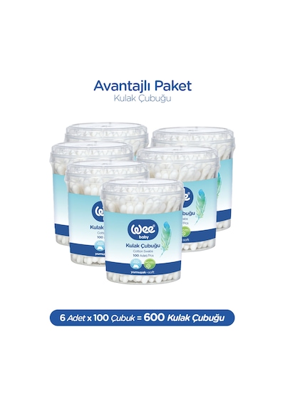 Wee Baby 100'lü Bebek Kulak Çubuğu (100x6 600 Adet)