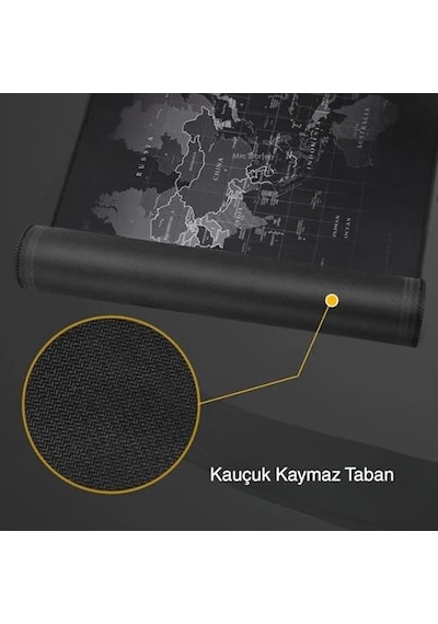 Mcstorey 90x40 Cm Mouse Pad, Dünya Haritası Desenli Büyük Mouse Pad, Kaymaz Kauçuk Tabanlı, Dikişli Kenarlı 3 Mm Klavye Ve Mouse Altlığı, Xxl Desk Mat, Ofis Ve Gaming Masa Pedi