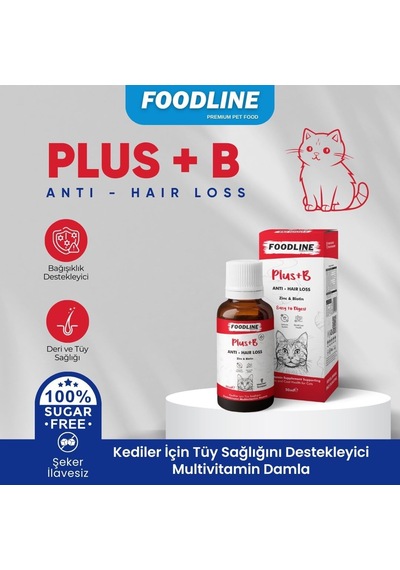 Kediler İçin Plus +b Damla 50 Ml, Tüy Sağlığını Destekleyici Biotinli Multivitamin
