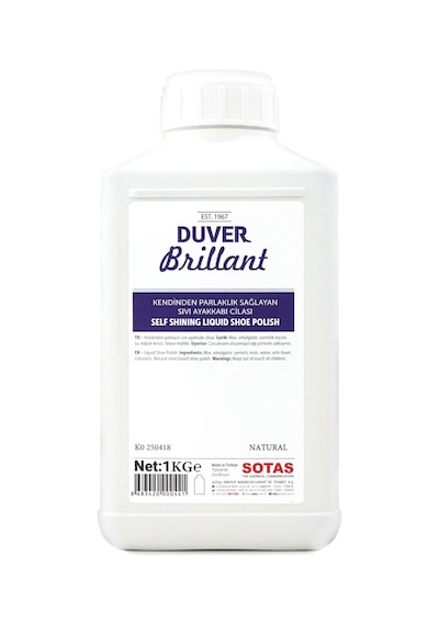 Duver Brillant 1 Kg Kendinden Parlaklık Sağlayan Natural Renk Sıvı Ayakkabı Cilası Renksiz