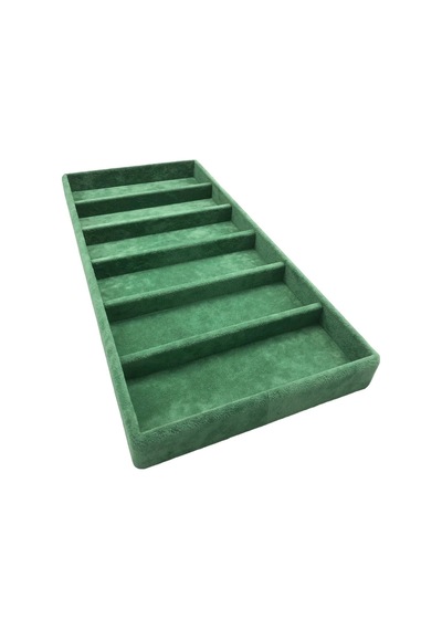 Yerli Üretim Lefkoşa Model Süet Kumaş Yeşil Renk 38 Cm / 19 Cm Gözlük Sergileme Çekmece İçi Stand Çok Renkli