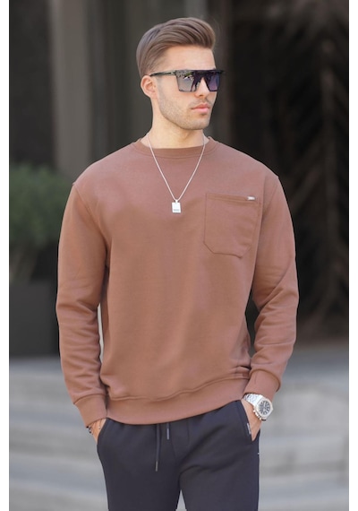 Madmext Kahverengi Regular Fit Basic Sweatshirt 6136-kahverengi Kahverengi