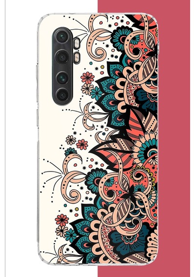 Mi Note 10 Lite Uyumlu Etnik Çiçek Deseni Baskılı Silikon Kılıf Renkli