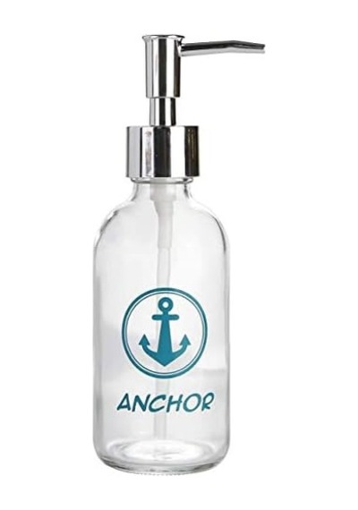 Cam Sıvı Sabunluk,çapa Yazılı 6x6x10cm 250ml Siyah