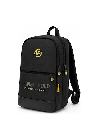 Newish Polo Unisex Minimal Sırt Çantası Laptop Bölmeli Şehir İçi Kullanım - New406 Siyah