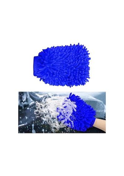 Premium Mikrofiber Yıkama Eldiveni, Yumuşak Çizilmez Çift Taraflı Şönil Yıkama Eldiveni, Araba Yıkama Ve Detaylandırma İçin Mükemmel Mavi, Büyük 256