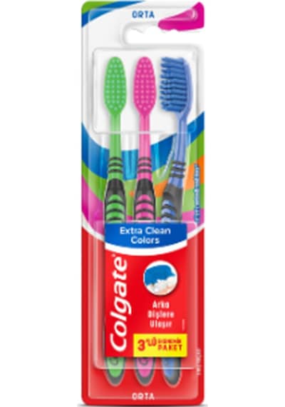 4 Adet Colgate Diş Fırçası Extra Clean Colors 3'lü
