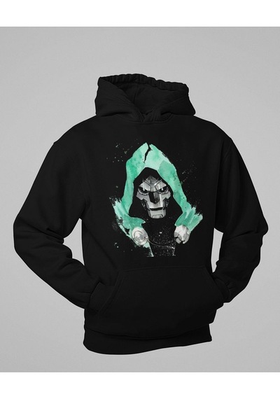 Sevbano Tasarım Doctor Doomsday Baskılı Unisex Oversize Avengers Hoodie Siyah