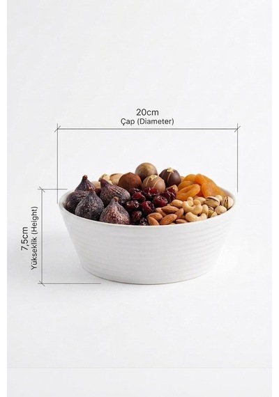 Lüks Porselen Kase 20cm, Salata Kasesi, Sunum Kasesi 20cm 2,3litre Beyaz