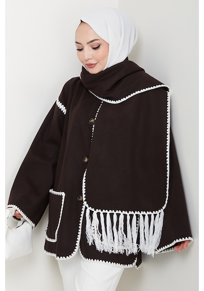 Bestenur Ahen Atkılı Kaşe Ceket 1593 - Acı Kahve Acı Kahverengi