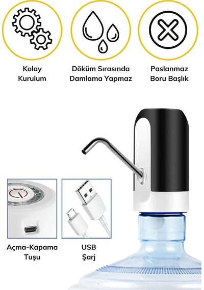Mimoza Usb Şarj Edilebilir Otomatik Damacana Su Pompası Diğer