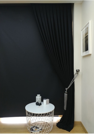 Taç Soft Siyah Fon Perde (481097295) Siyah