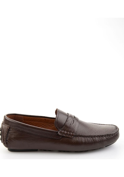 Bambi Kahve Hakiki Deri Erkek Loafer Ayakkabı E01547009740 Kahve