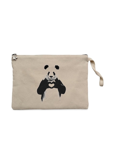 Panda Love Krem Clutch Astarlı Cüzdan / El Çantası Krem